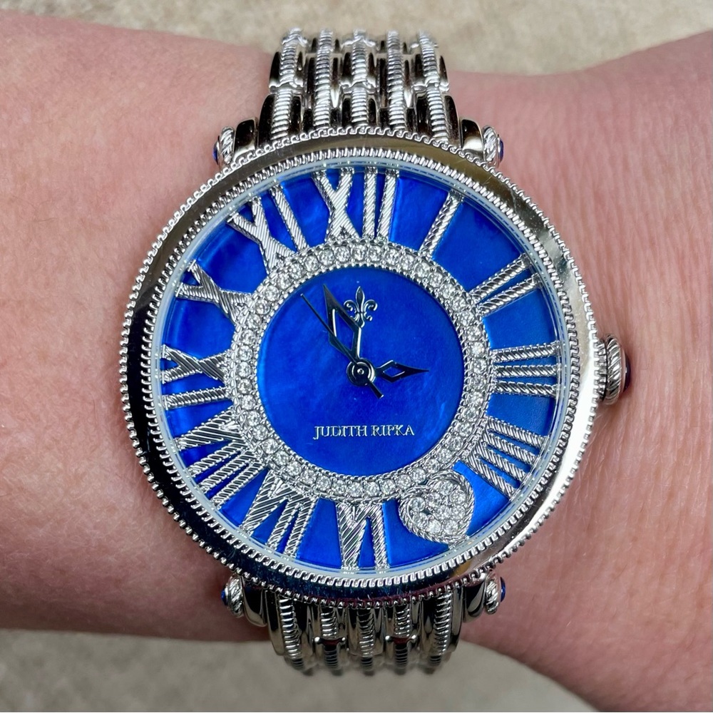Judith Ripka Blue and Stainless Steel Watch